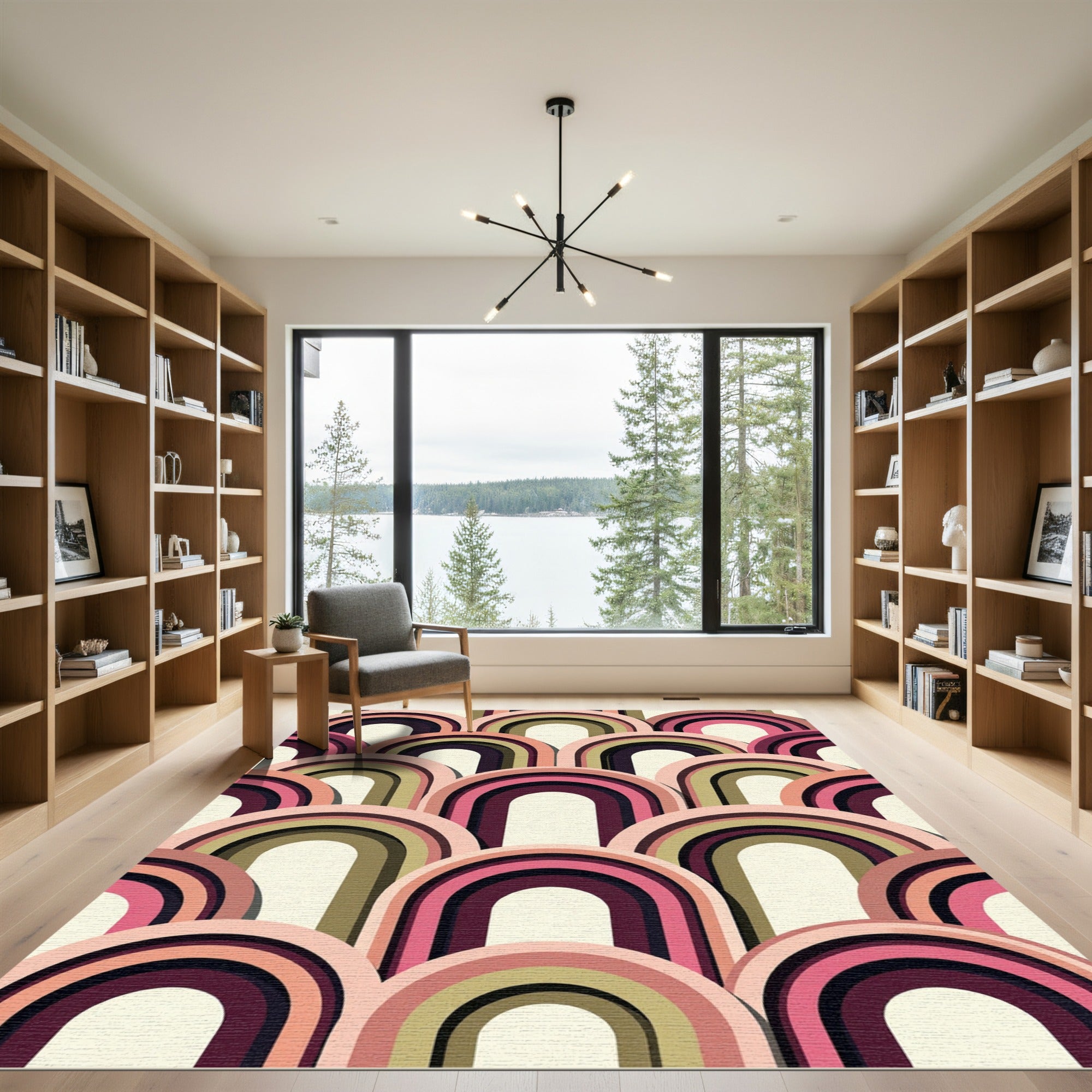 Retro Arc Rainbow Stacked Color Rug