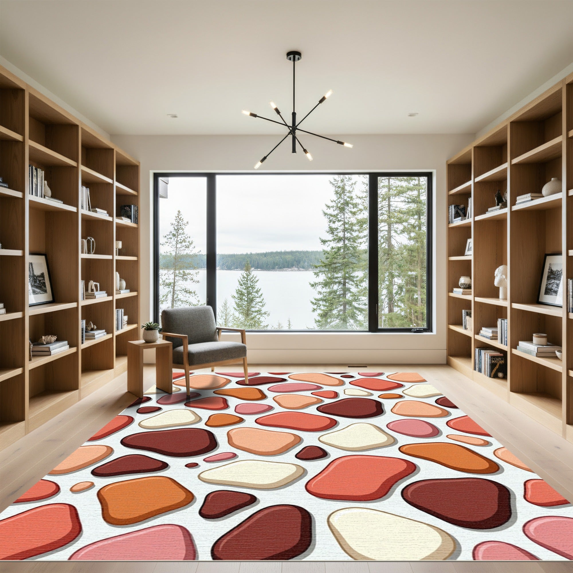 Terracotta Pebble Organic Composition Rug