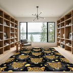Golden Leopard Head Ink Blot Rug