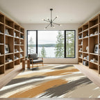 Abstract Earthy Tone Diagonal Brushstroke Rug