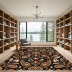 Earthy Brown Floral Paisley Ornament Rug