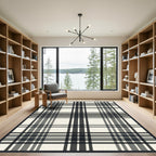 Classic Black Gray White Plaid Checkered Rug