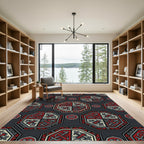 Gothic Crimson Charcoal Geometric Tile Rug