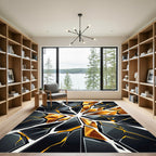 Modern Black Golden Shattered Glass Rug