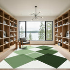Green Geometric Diamond Overlay Rug