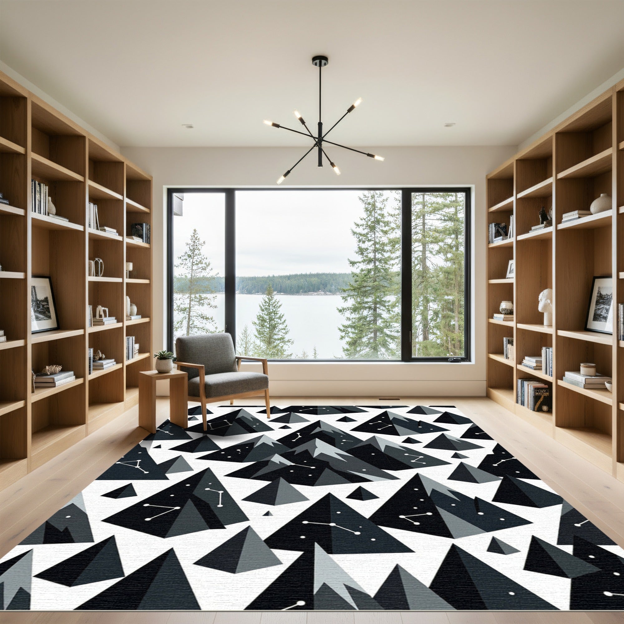 Montain Constellation Dark Gray Geometric Rug