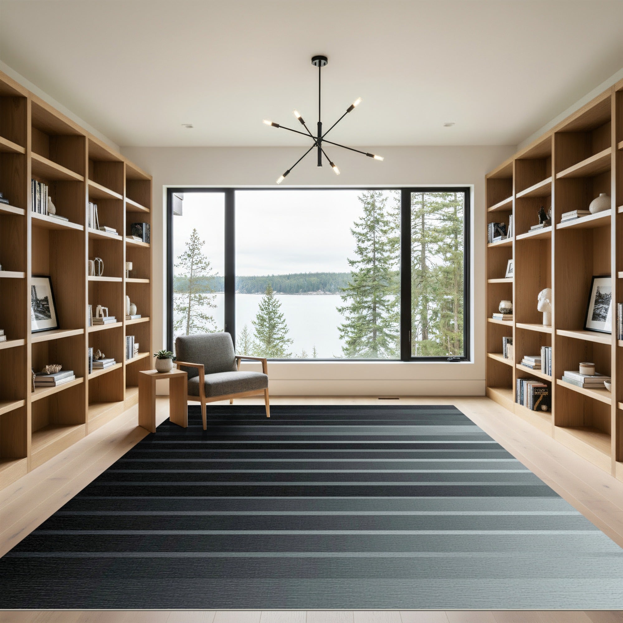Monochrome Gradient Horizontal Stripe Rug