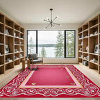 Red Cream Hearts With Gold Stars Rug