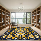 Golden Navy Geometric Arch Lattice Rug
