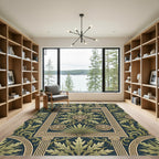 Green Gold Acanthus Leaf Border Rug