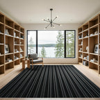 Modern Dark Gray Vertical Stripe Rug
