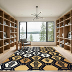 Black and Gold Geometric Ancestral Totem Rug