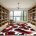 Crimson Cherry Brushstroke Accent Rug