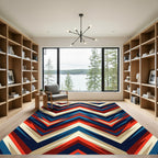 Bold Red and Blue Zigzag Chevron Rug