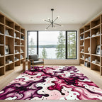 Radiant Magenta Swirl Ink Splatter Rug
