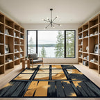 Cracked Ochre Abstract Window Pane Rug