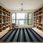 Sophisticated Charcoal Vertical Stripe Rug