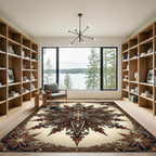 Ornate Amber Starburst Medallion Rug