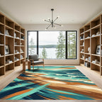 Abstract Coastal Horizon Brushstrokes Rug