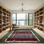 Gritty Crimson And Olive Football Grid Rug