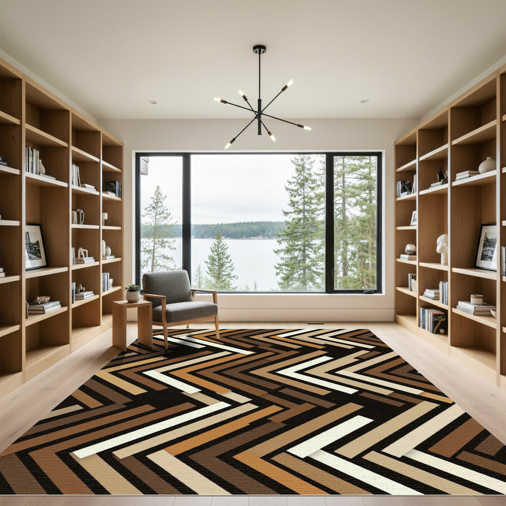 Earthy Tones Chevron Parquet Rug