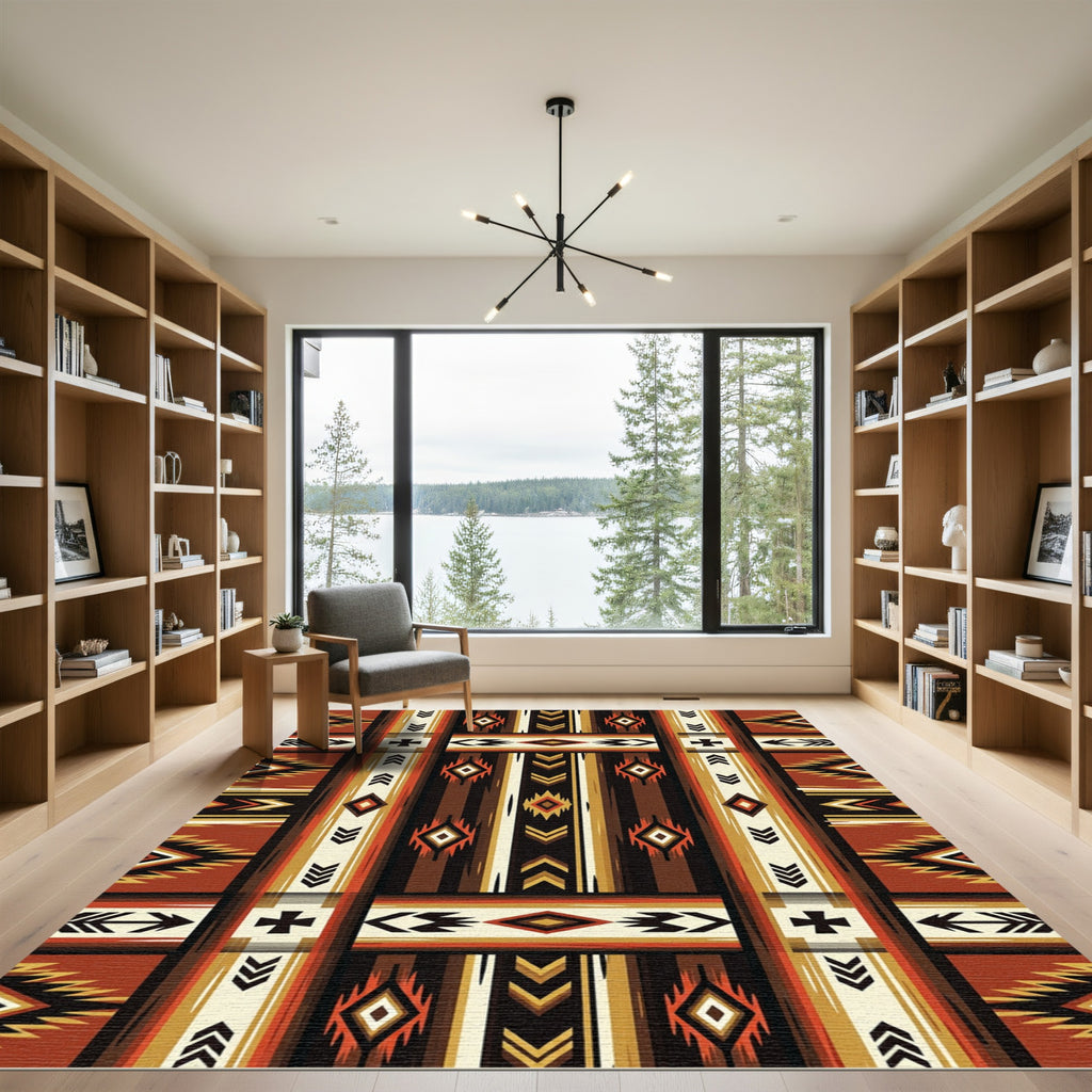 Earthy Bold Southwest Geometric Stripe Rug