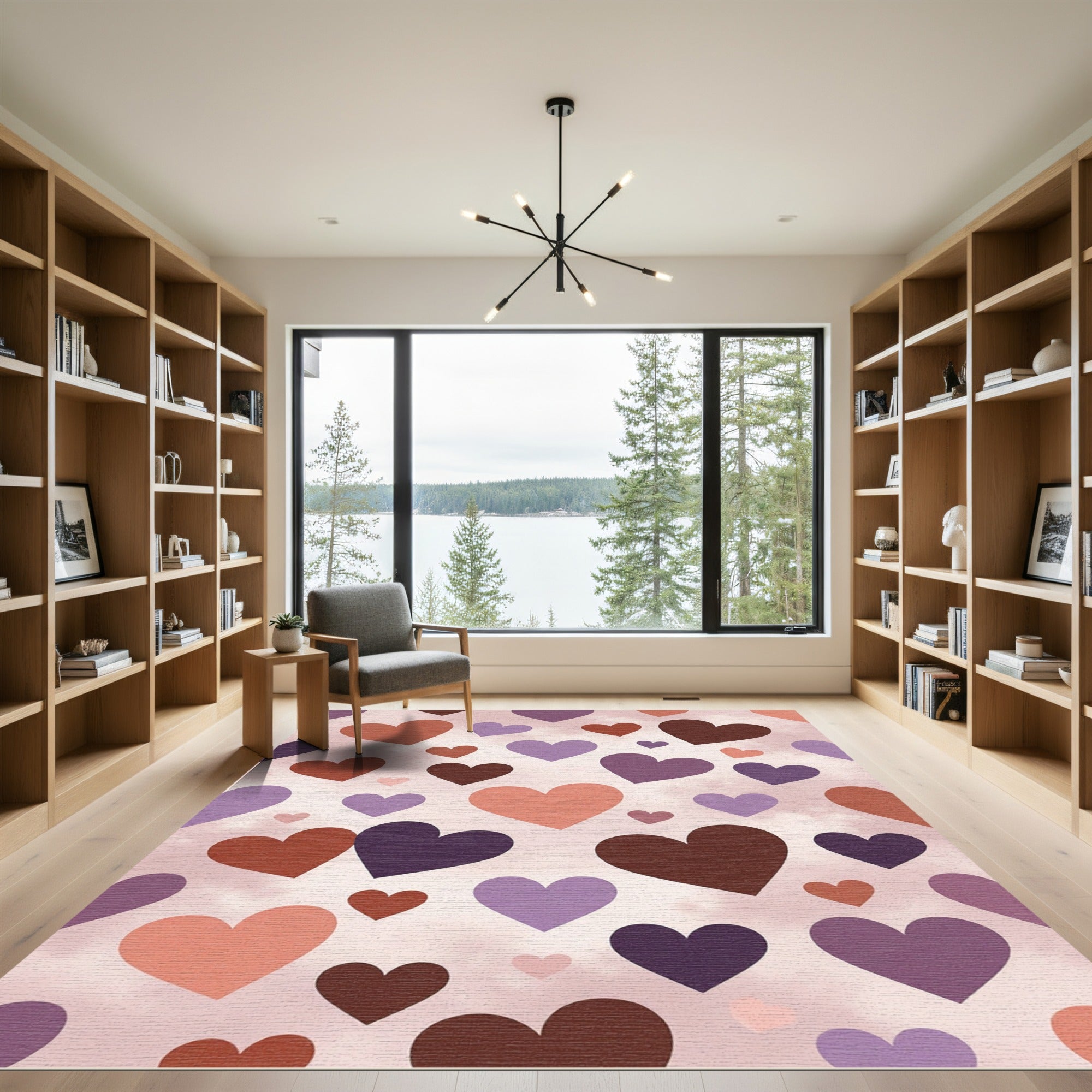 Whimsical Hearts Blush Cloud Throw Rug