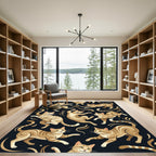 Playful Golden Tabby Cat Silhouette Rug
