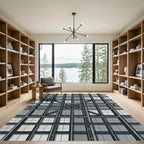 Industrial Grid Architectural Steel Gray Rug
