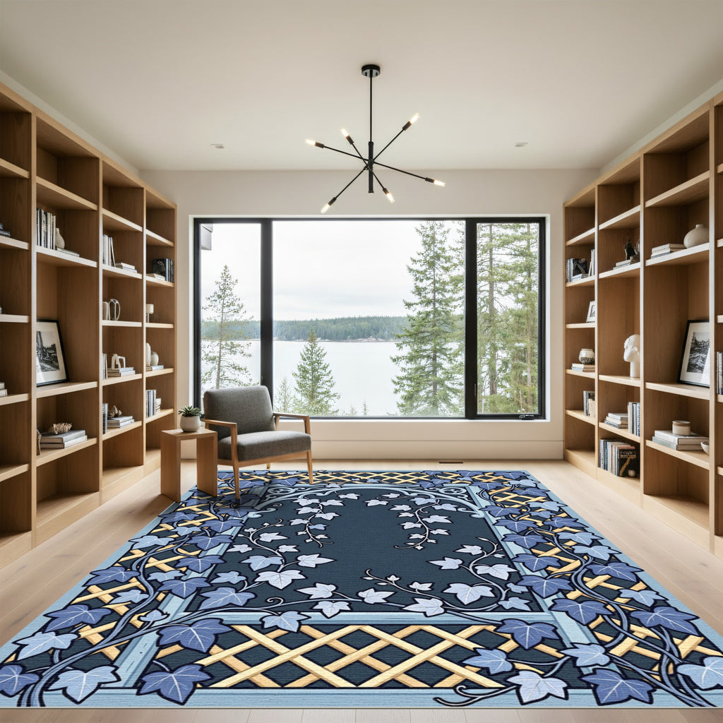 Ivy Trellis Blue Botanical Garden Rug