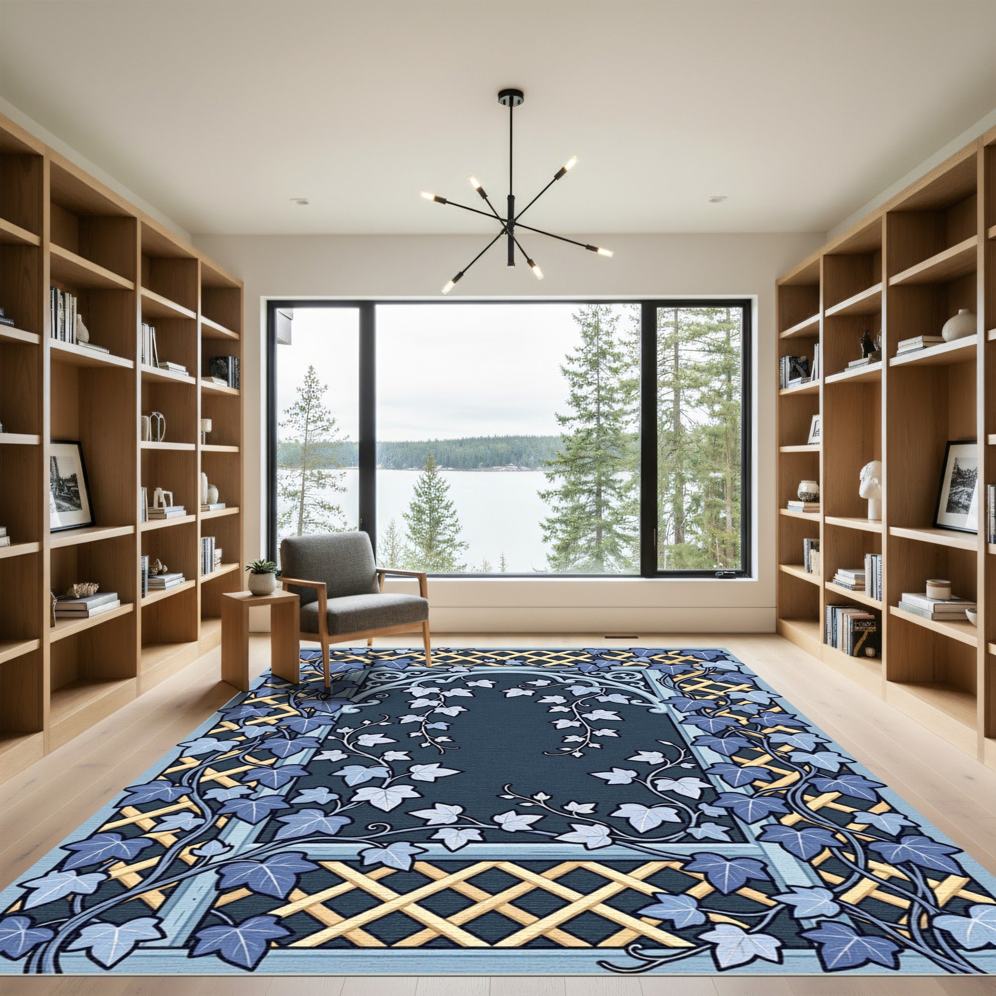 Ivy Trellis Blue Botanical Garden Rug