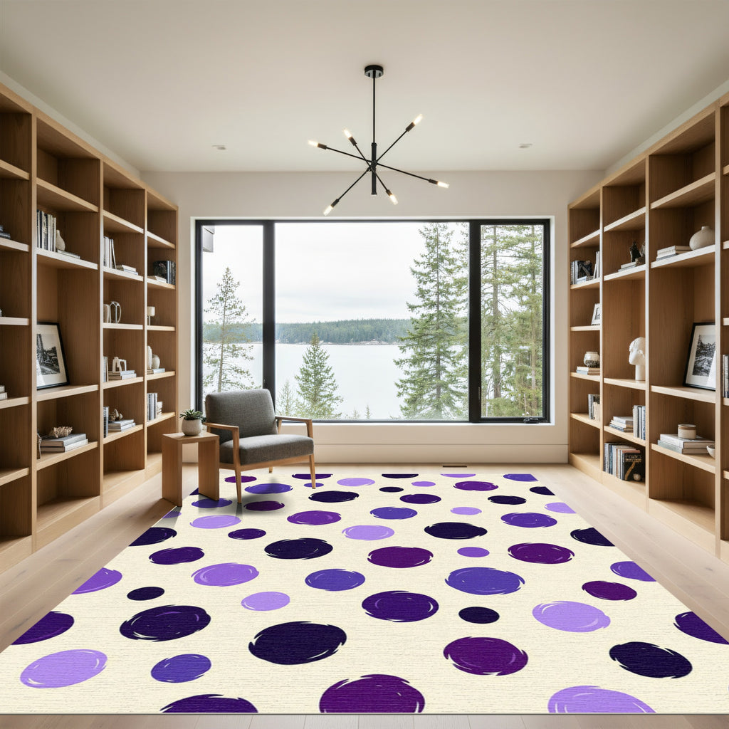 Purple Polka Dots Scatter Round Rug
