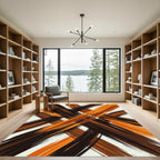 Abstract Brown and Orange Brushstroke Rug