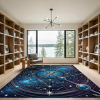 Celestial Navy Blue Starry Compass Rug