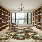 Gilded Rococo Landscape Courtiers Garden Rug