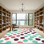 Coral Teal Plum Spotty Circles Rug