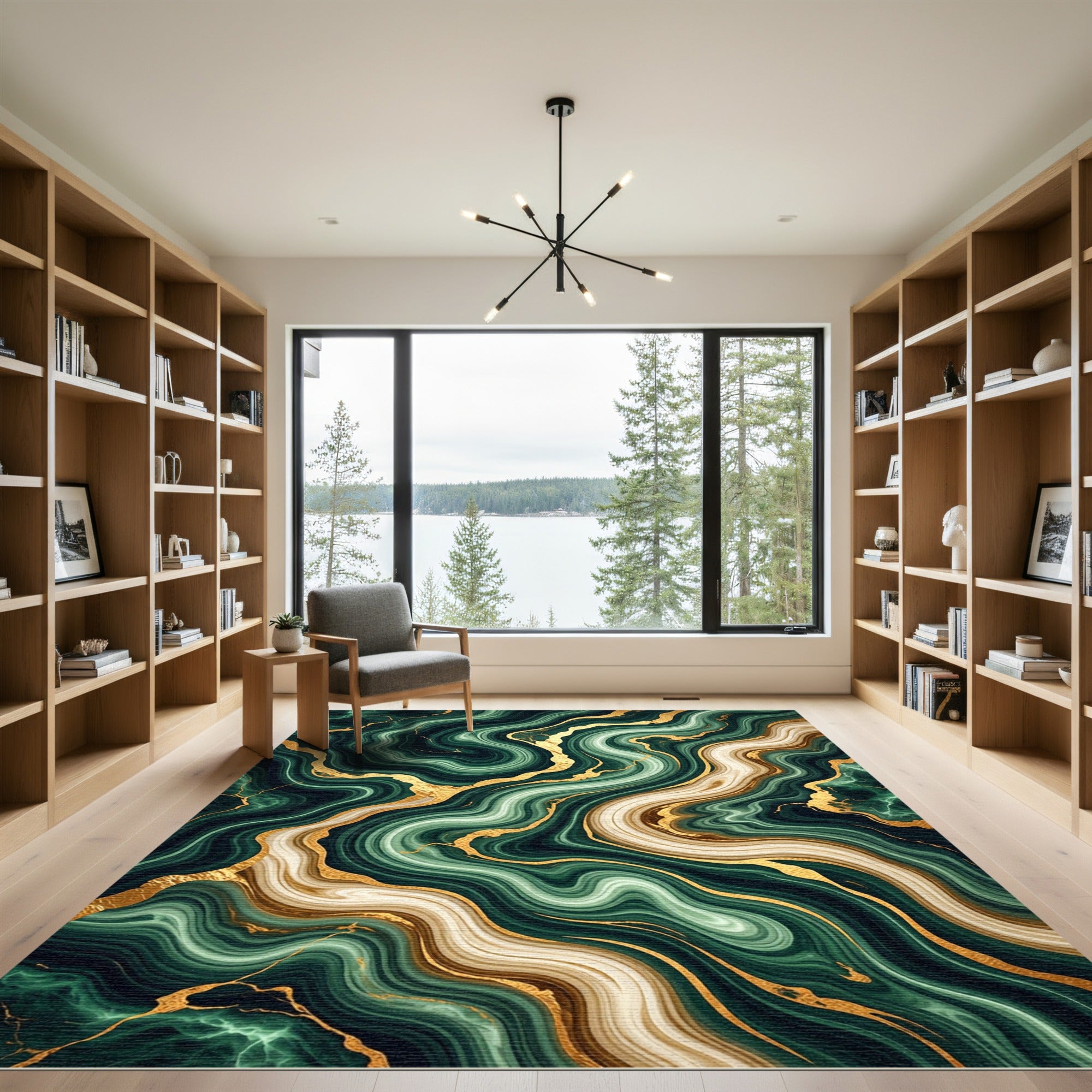 Emerald Green Agate Gold Vein Rug