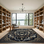 Gilded Black Lotus Noir Medallion Rug