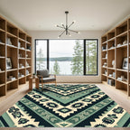Sage Green Geometric Chevron Aztec Rug