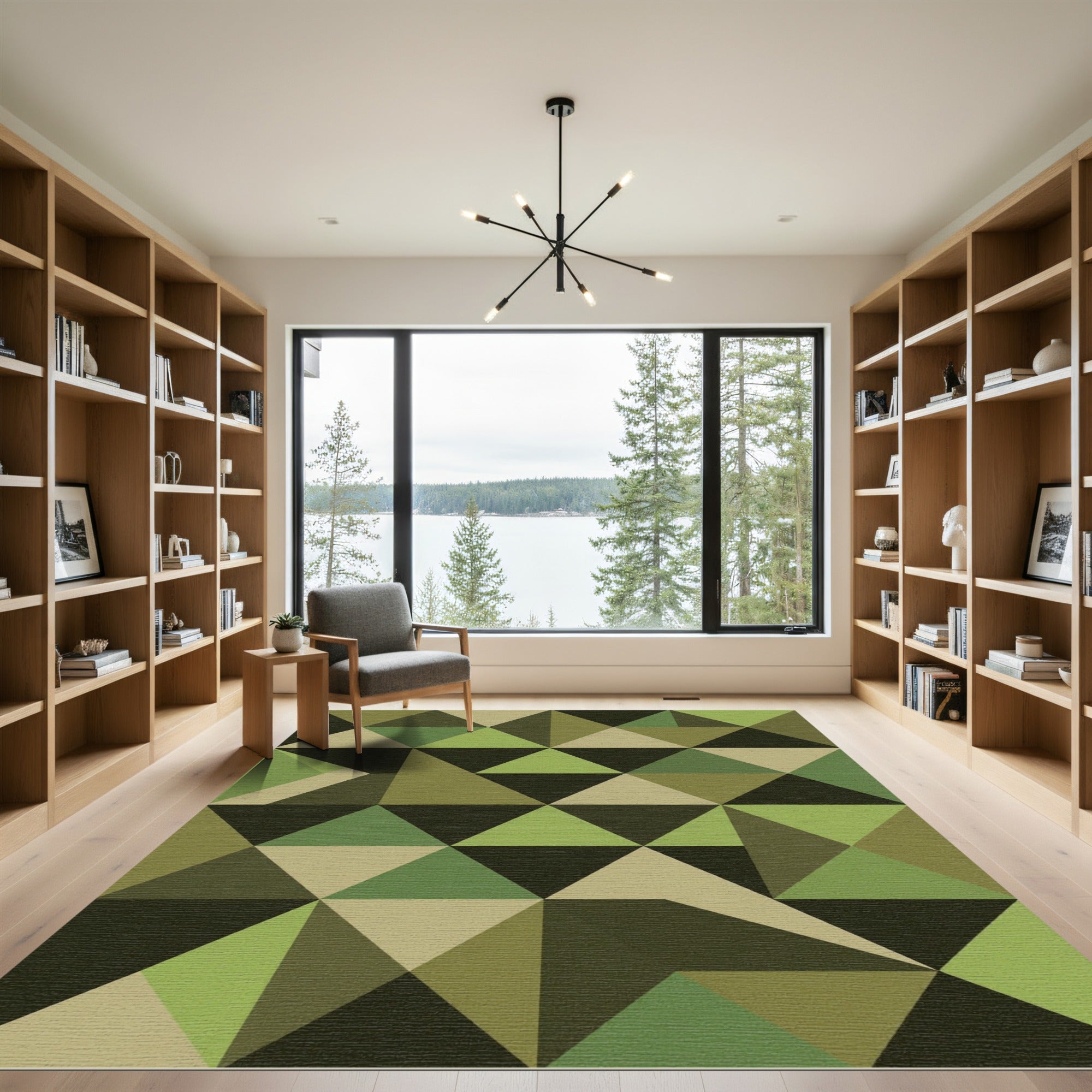 Geometric Green Triangles Abstract Rug