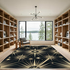 Golden Starburst Cosmic Rays Rug
