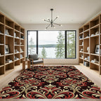 Red Gold Baroque Scroll Rug