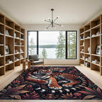 Majestic Tigers Amidst Floral Jungle Rug