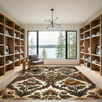 Vintage Floral Damask Earthy Bronze Rug