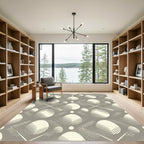 Sophisticated Taupe Geometric Egg Grid Rug