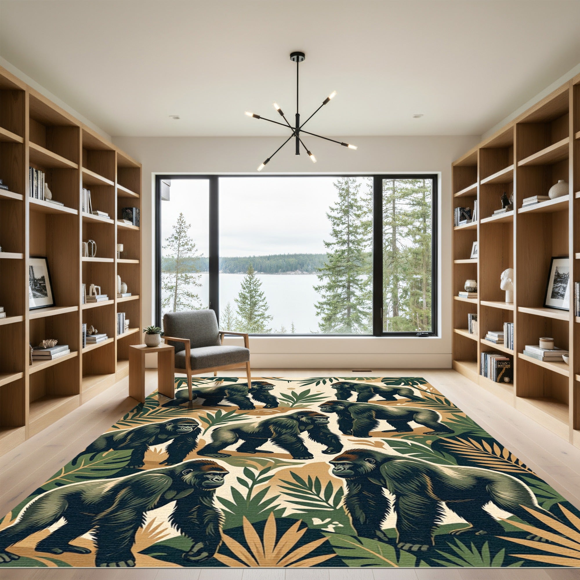 Tropical Jungle Gorilla Forest Floor Rug