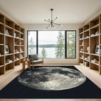 Celestial Gray Lunar Crater Full Moon Rug