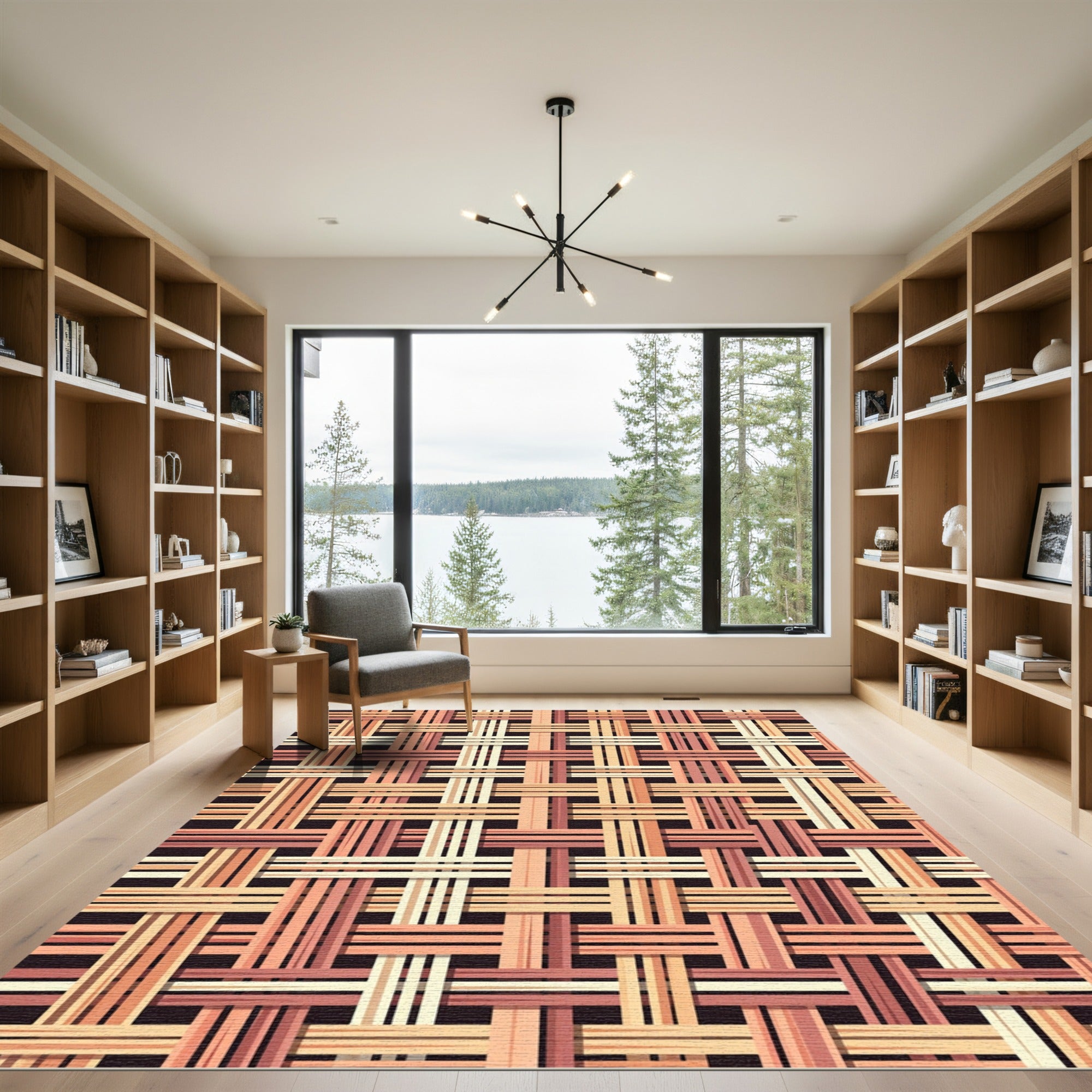 Woven Earthy Tones Interlocking Grid Rug