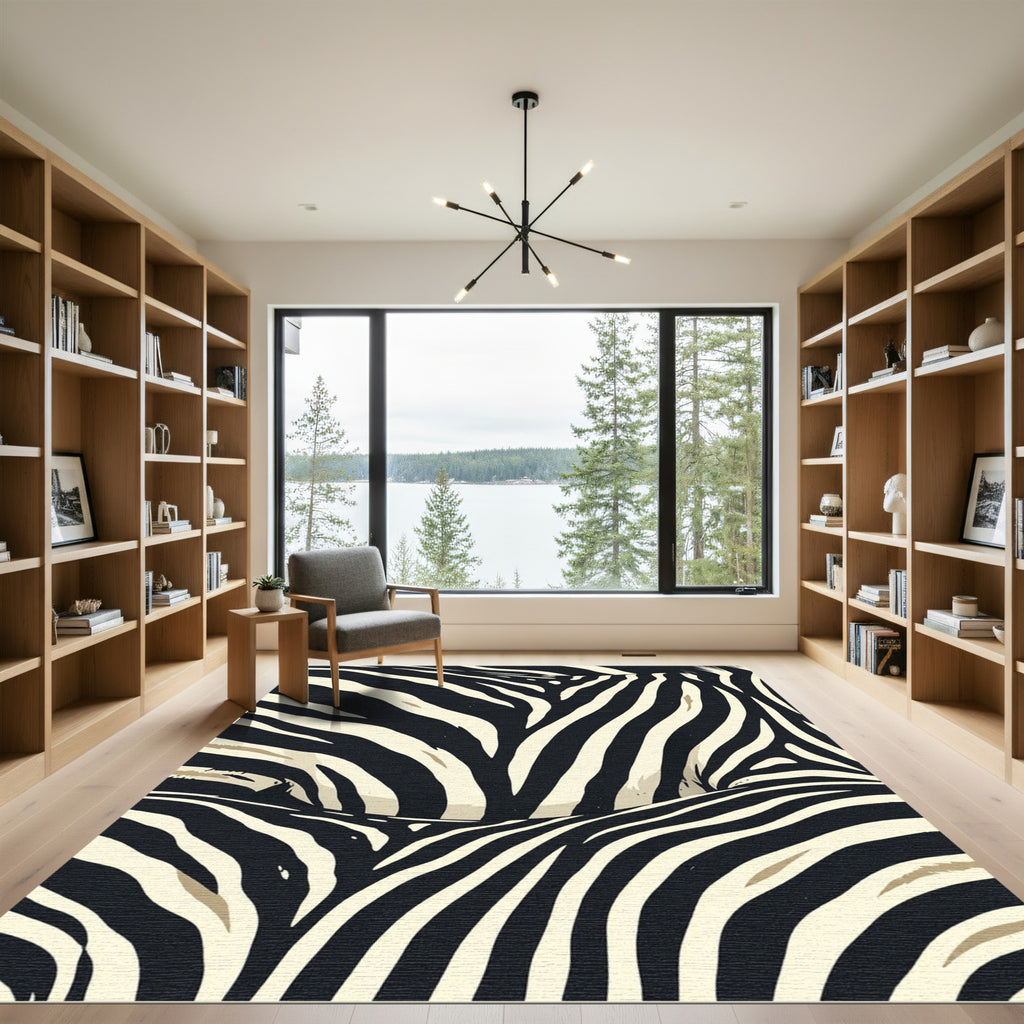 Bold Ivory Black Animal Strokes Rug