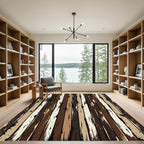 Distressed Wood Texture Vertical Stripe Rug